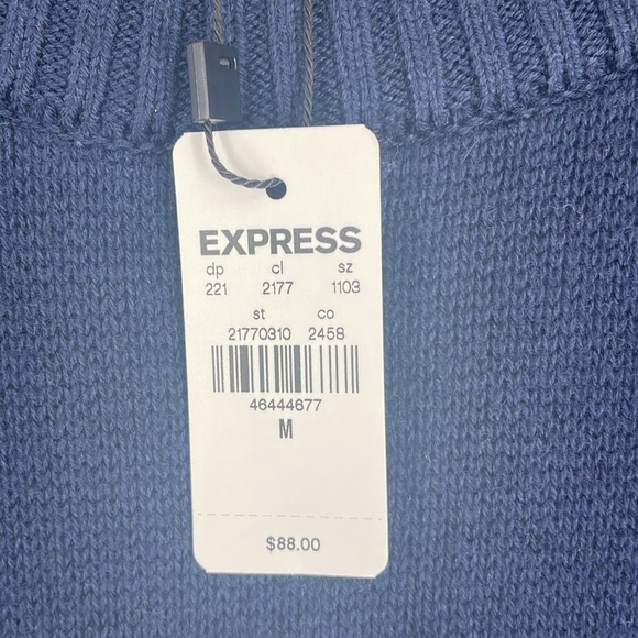 Express blue crew neck long sleeve tree’s scene sweater mens medium pullover - Picture 8 of 13